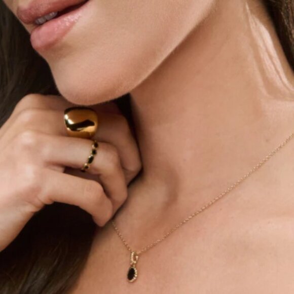 MIA - Ines Pendant Necklace - PVD Gold and Black Enamel - 16-18" - NWT - Picture 2 of 2